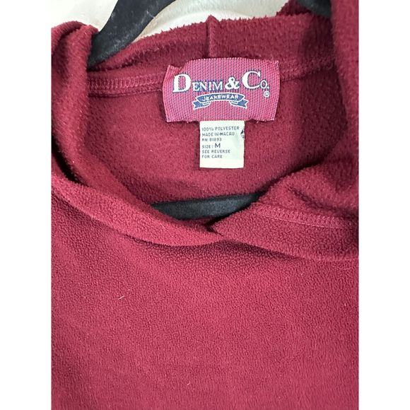 Denim & Co. Men's Brick Red Fleece Pullover with Kangaroo Pocket, Size M - Picture 2 of 3